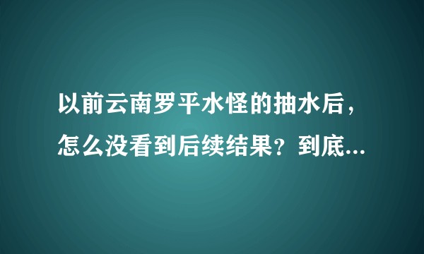以前云南罗平水怪的抽水后，怎么没看到后续结果？到底是什么东西啊？