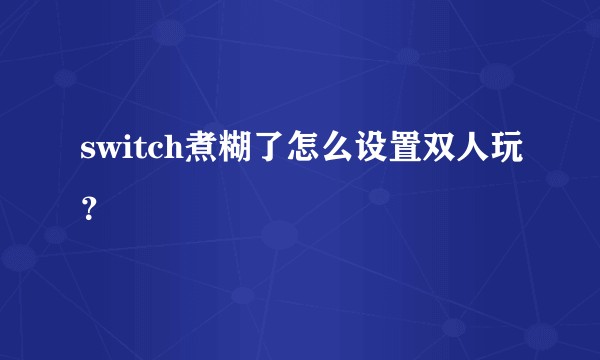 switch煮糊了怎么设置双人玩？