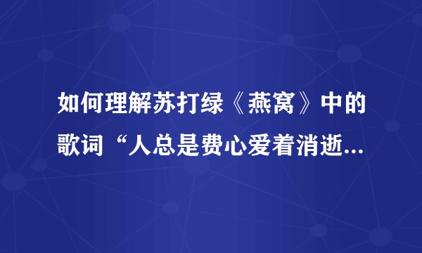 如何理解苏打绿《燕窝》中的歌词“人总是费心爱着消逝的一切”？