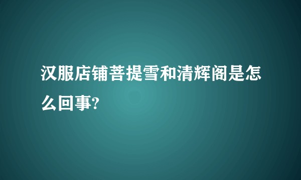 汉服店铺菩提雪和清辉阁是怎么回事?