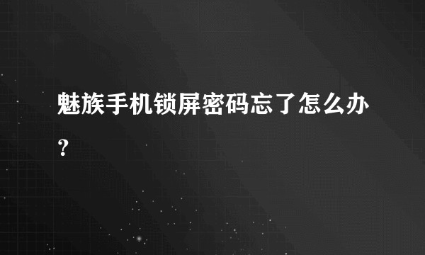 魅族手机锁屏密码忘了怎么办？