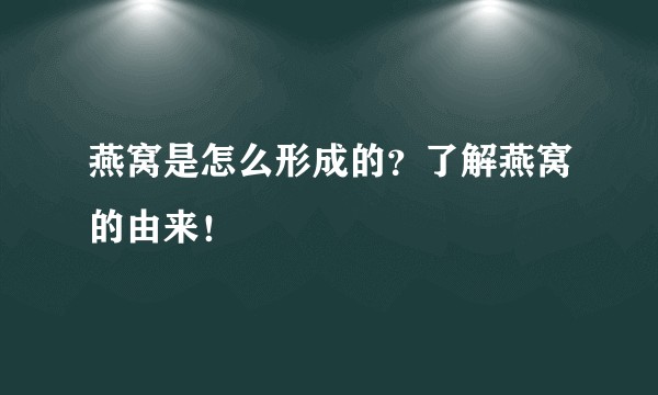 燕窝是怎么形成的？了解燕窝的由来！