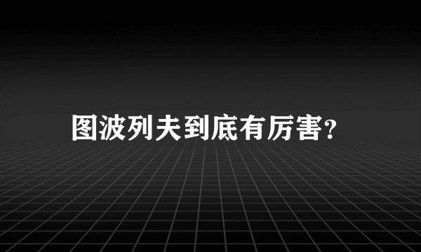 图波列夫到底有厉害？