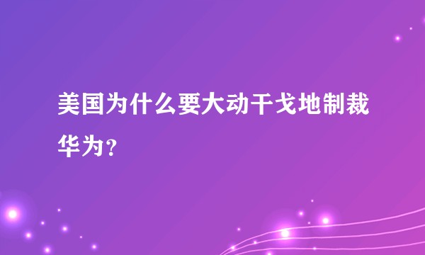 美国为什么要大动干戈地制裁华为？