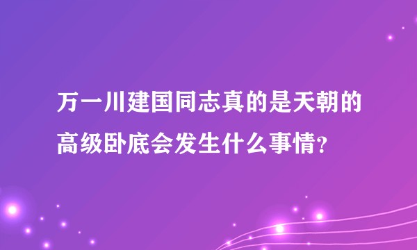 万一川建国同志真的是天朝的高级卧底会发生什么事情？