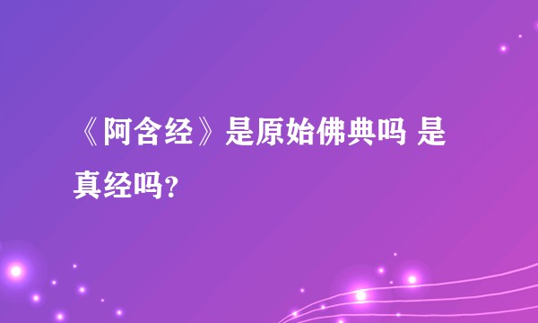 《阿含经》是原始佛典吗 是真经吗？