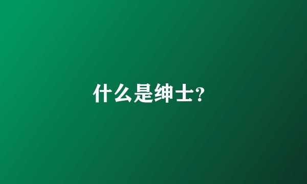 什么是绅士？