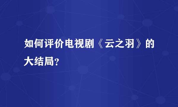 如何评价电视剧《云之羽》的大结局？