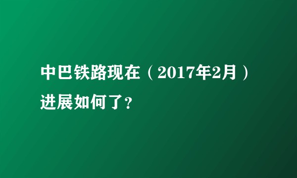 中巴铁路现在（2017年2月）进展如何了？