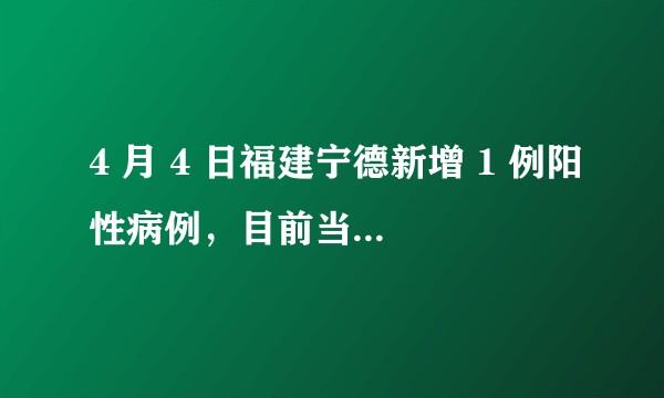 4 月 4 日福建宁德新增 1 例阳性病例，目前当地防疫情况如何？