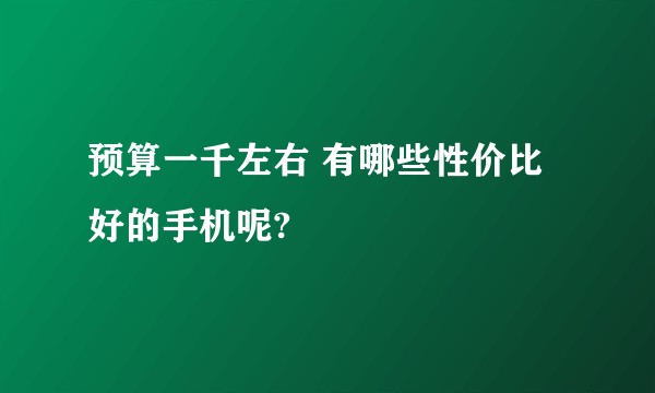 预算一千左右 有哪些性价比好的手机呢?