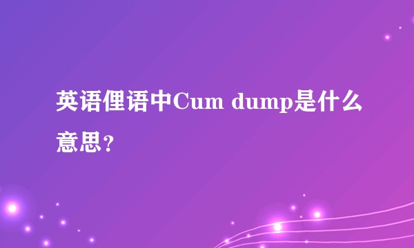 英语俚语中Cum dump是什么意思？