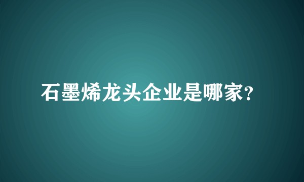 石墨烯龙头企业是哪家？
