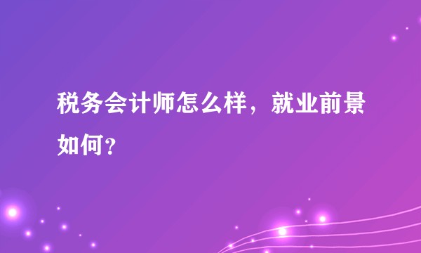 税务会计师怎么样，就业前景如何？