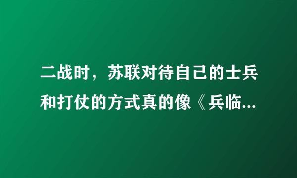 二战时,苏联对待自己的士兵和打仗的方式真的像《兵临城下》描述的一样吗?