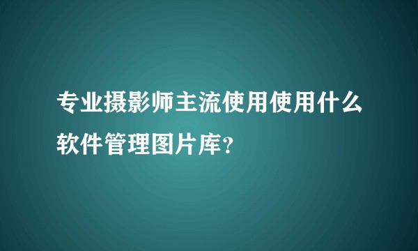 专业摄影师主流使用使用什么软件管理图片库？