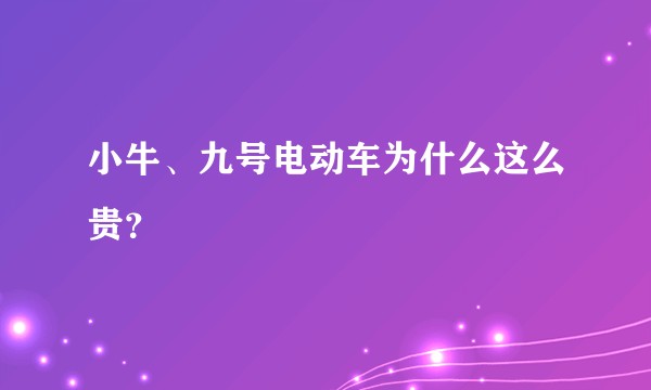 小牛、九号电动车为什么这么贵？