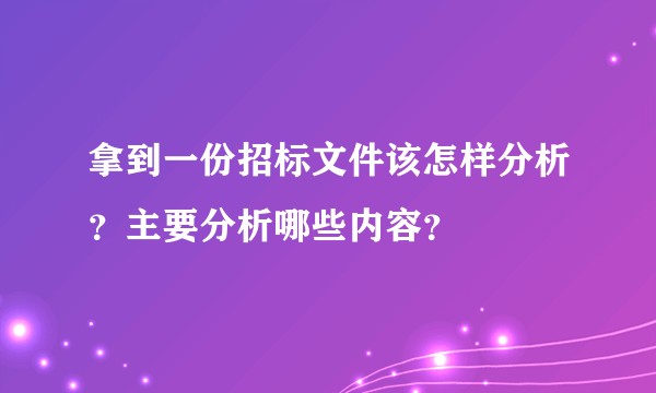 拿到一份招标文件该怎样分析？主要分析哪些内容？