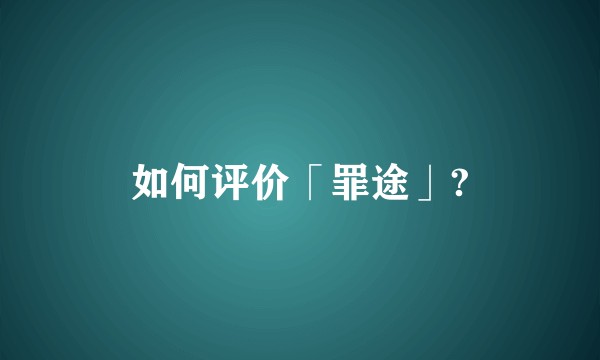 如何评价「罪途」?