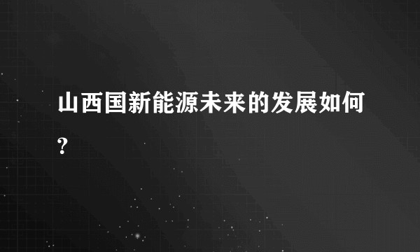 山西国新能源未来的发展如何？