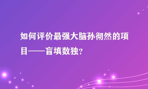 如何评价最强大脑孙彻然的项目——盲填数独？