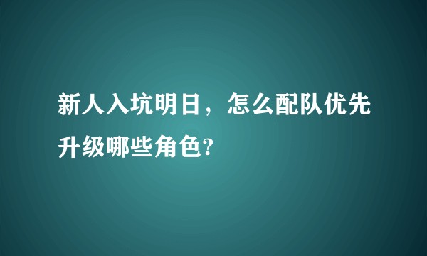 新人入坑明日，怎么配队优先升级哪些角色?