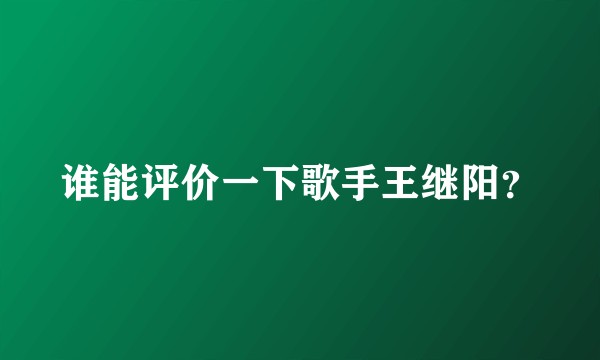 谁能评价一下歌手王继阳？
