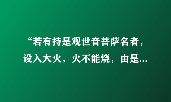 “若有持是观世音菩萨名者，设入大火，火不能烧，由是菩萨威神力故”这算不算菩萨昧了别人的因果？