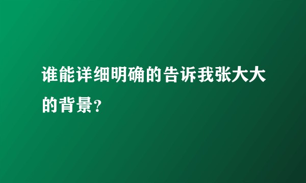 谁能详细明确的告诉我张大大的背景？
