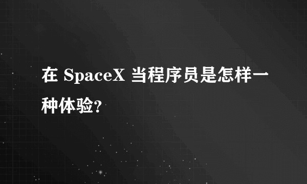 在 SpaceX 当程序员是怎样一种体验？