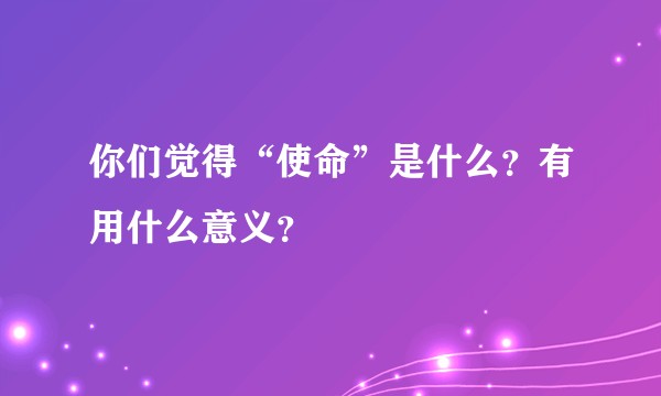 你们觉得“使命”是什么？有用什么意义？