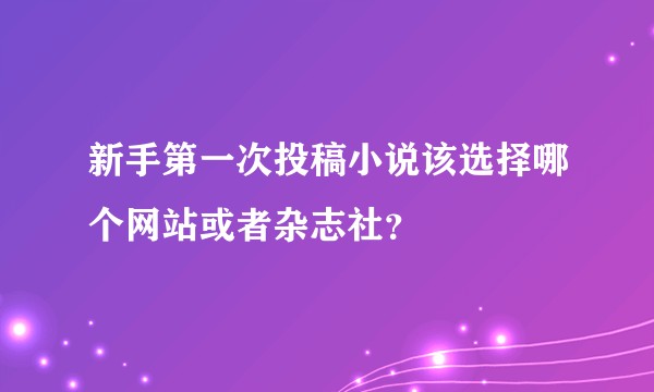 新手第一次投稿小说该选择哪个网站或者杂志社？