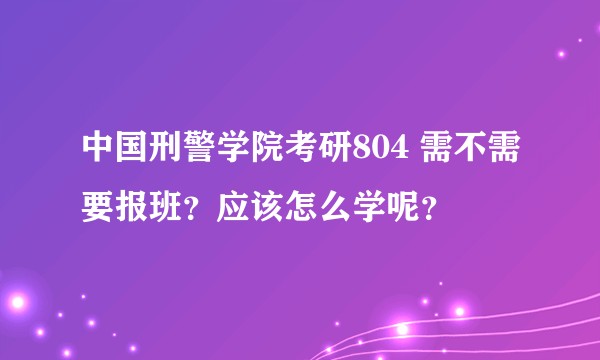 中国刑警学院考研804 需不需要报班？应该怎么学呢？