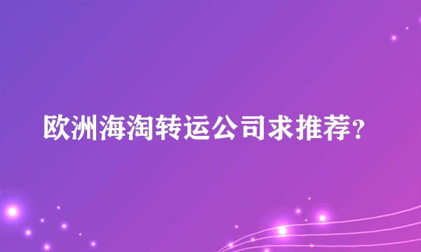 欧洲海淘转运公司求推荐？