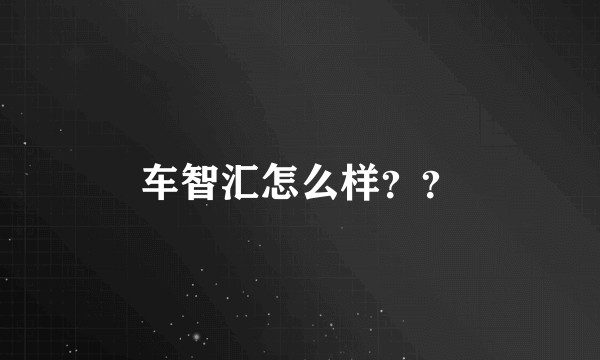车智汇怎么样？？
