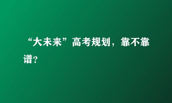 “大未来”高考规划，靠不靠谱？
