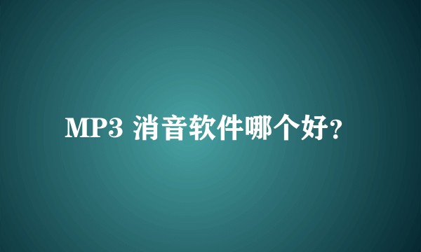 MP3 消音软件哪个好？