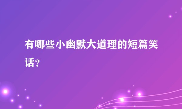 有哪些小幽默大道理的短篇笑话？