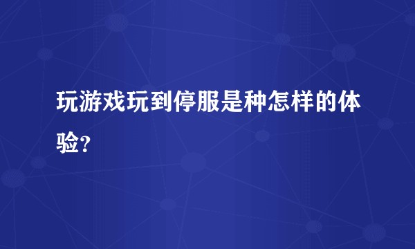 玩游戏玩到停服是种怎样的体验？
