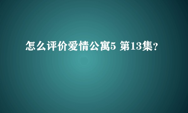 怎么评价爱情公寓5 第13集？