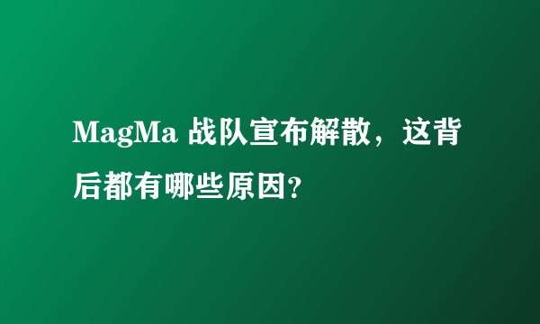 MagMa 战队宣布解散，这背后都有哪些原因？