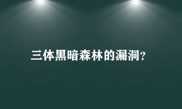 三体黑暗森林的漏洞？