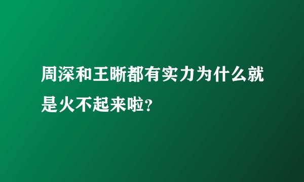 周深和王晰都有实力为什么就是火不起来啦？