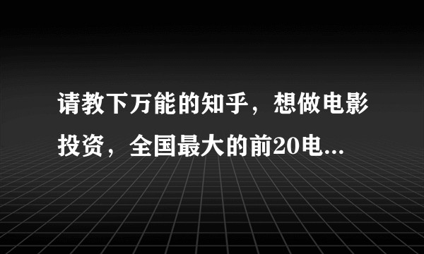 请教下万能的知乎，想做电影投资，全国最大的前20电影宣发公司是哪些，有什么联系方式吗？