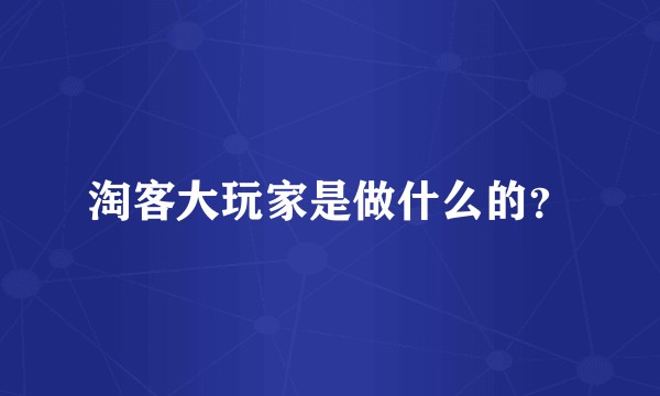 淘客大玩家是做什么的？