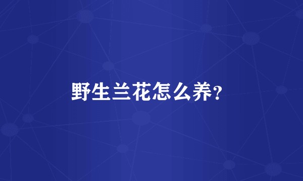 野生兰花怎么养？