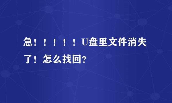 急！！！！！U盘里文件消失了！怎么找回？
