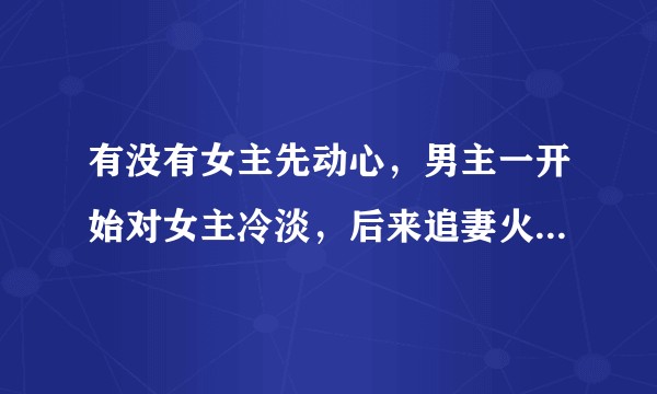 有没有女主先动心，男主一开始对女主冷淡，后来追妻火葬场的文？