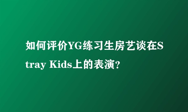 如何评价YG练习生房艺谈在Stray Kids上的表演？