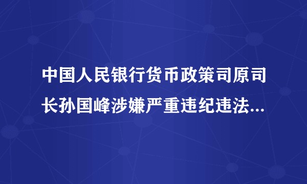 中国人民银行货币政策司原司长孙国峰涉嫌严重违纪违法接受审查调查，有哪些值得关注的信息？